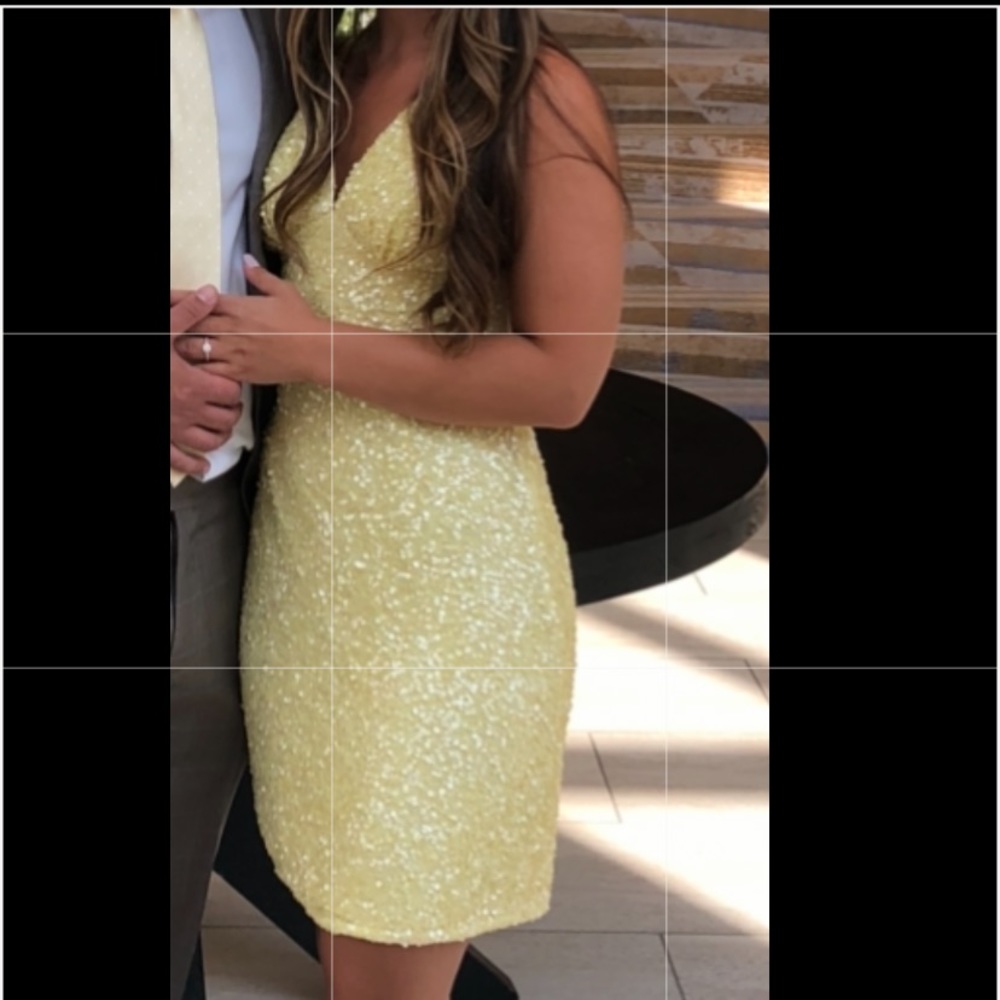 Yellow sequin dress